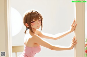 A naked woman in a white hoodie is posing for the camera.