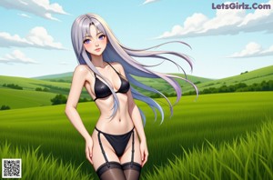A woman with long green hair is posing for a picture.
