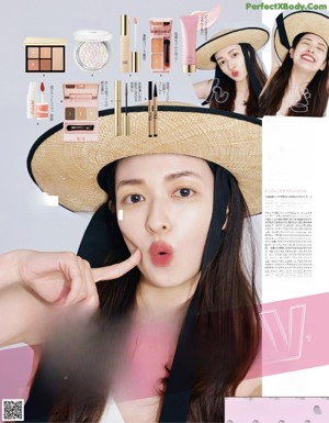 a magazine page with a picture of a woman's face and makeup